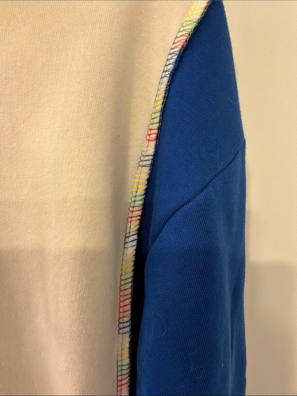 NATIVE YOUTH Men’s Cream Hoodie with Blue Accent Sleeve